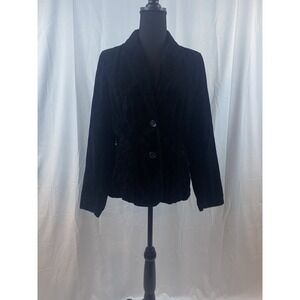 Eddie Bauer Black Velvet Embroidered Blazer‎ Women's Size 6